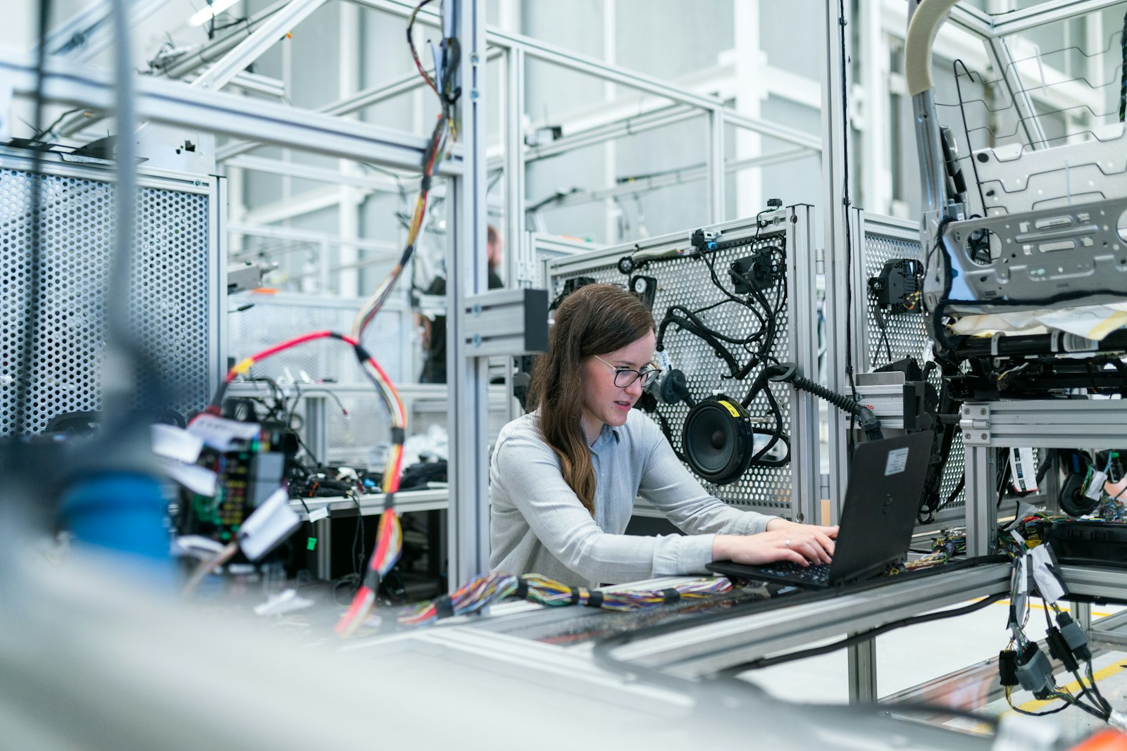 Engineers collaborating on advanced technology systems